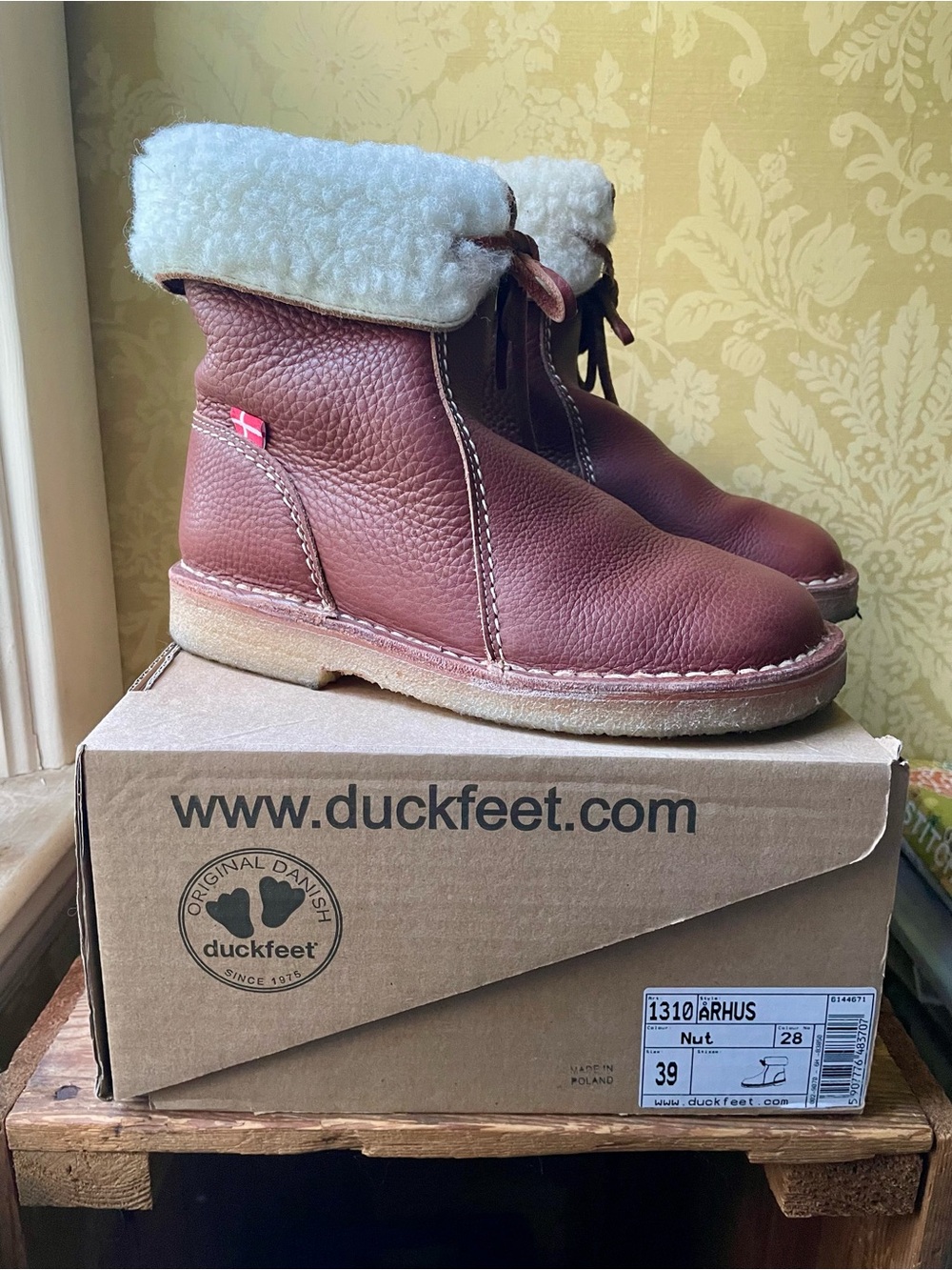 Like New! Duckfeet Arhus Leather Boots, Nut Brown, 39
